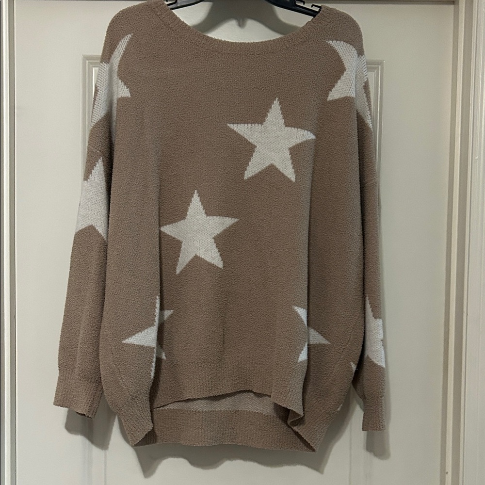 Star Patterned Tan Sweater